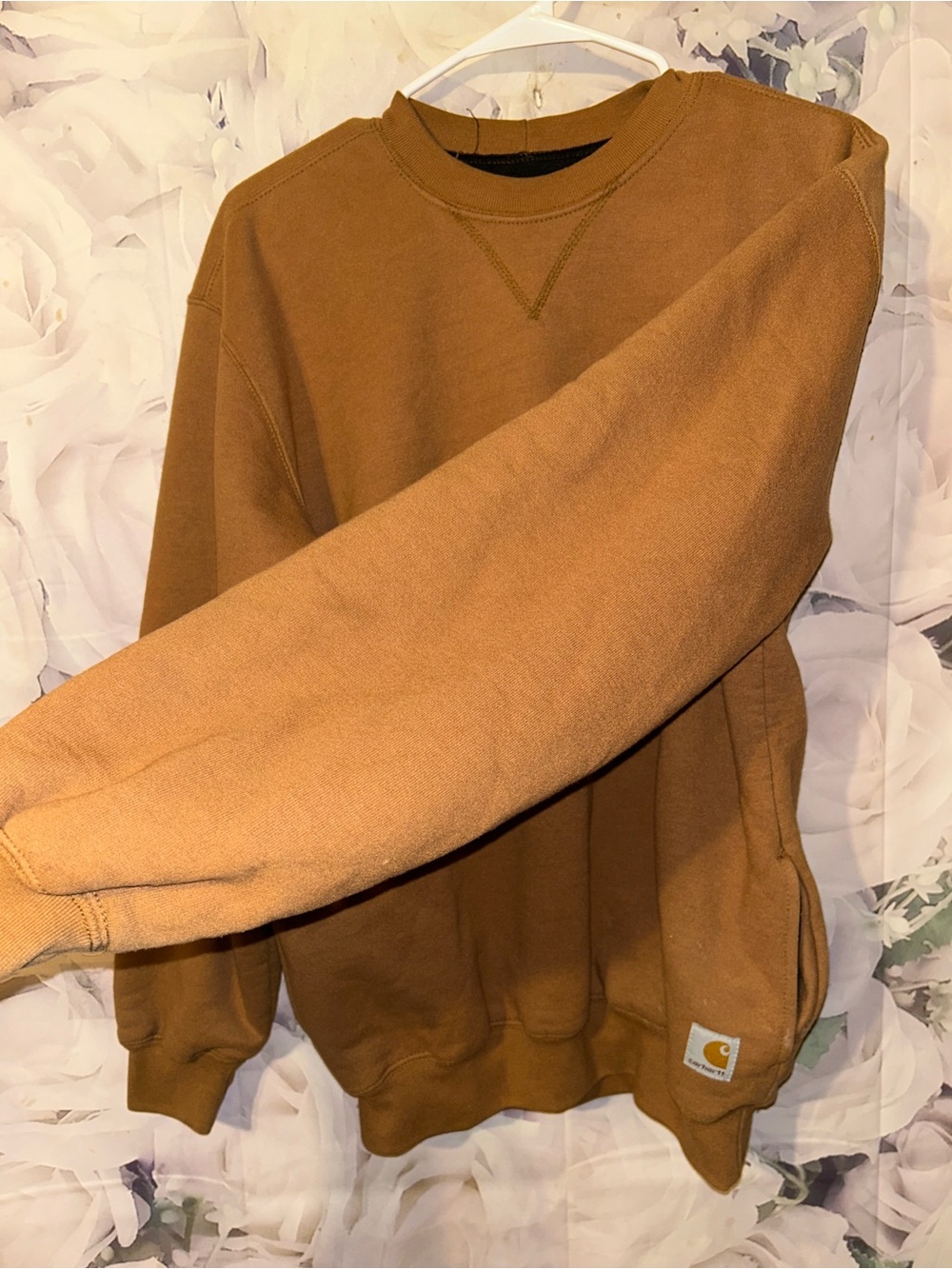 Vintage CARHARTT J154 BRN Thermal Lined Workwear Heavyweight Sweatshirt Mens S - Picture 5 of 9